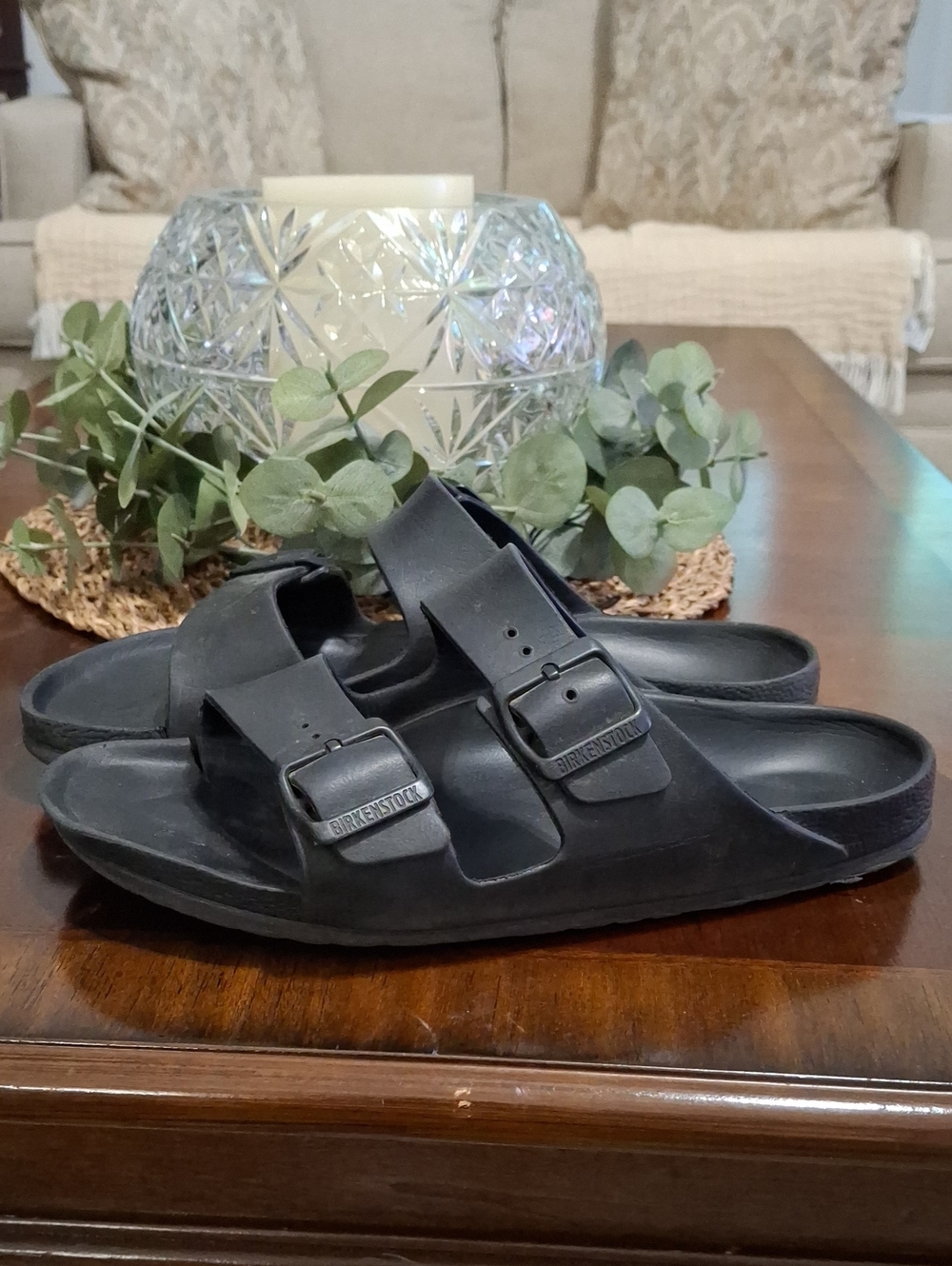 Birkenstock Arizona Essentials Black Two-Strap EVA Slide Sandals Size 40/9 U.S